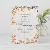 Rustic Amber Floral String Lights Wedding Kaart (Staand voorkant)