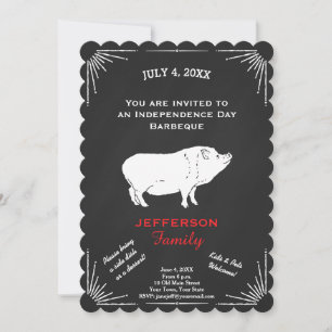 Rustic American 4th of Juli BBQ Party Chalkboard Kaart