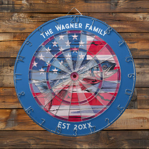 Rustic American Flag Bass Gevist Custom Dartboard Dartbord