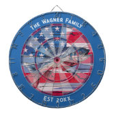 Rustic American Flag Bass Gevist Custom Dartboard Dartbord (Voorkant)