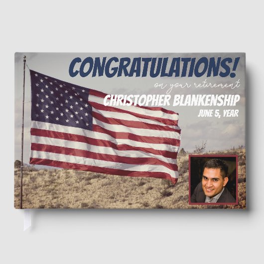 Rustic American Flag Custom Photo Gastenboek (Voorkant)
