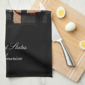 Rustic American Flag Peoria, Illinois Skyline Theedoek (Quarter Fold)