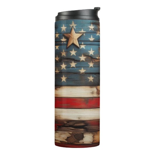 Rustic American Flag Thermosbeker (Gedraaid links)