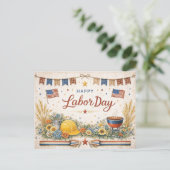 Rustic Americana Happy Labor Day Feestdagenkaart (Staand voorkant)