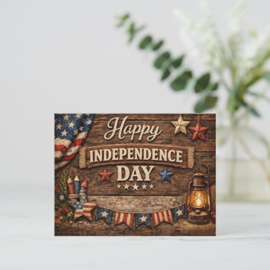 Rustic Americana Independence Day Feestdagenkaart (Staand voorkant)
