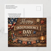 Rustic Americana Independence Day Feestdagenkaart (Voorkant / Achterkant)