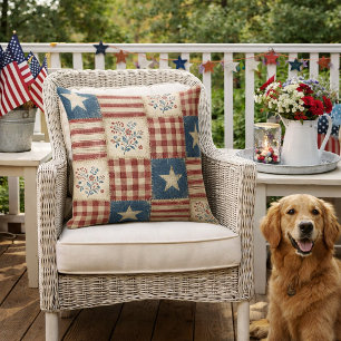 Rustic Americana Patchwork Quilt‑Stijl Buitenkussen