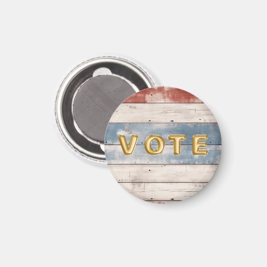 Rustic Americana Wood Plank Vote Magneet (Voorkant / Achterkant)