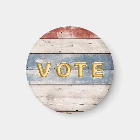 Rustic Americana Wood Plank Vote Magneet (Voorkant)