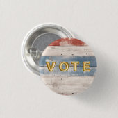 Rustic Americana Wood Plank Vote Ronde Button 3,2 Cm (Voorkant /achterkant)