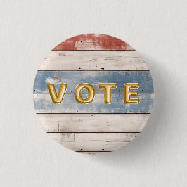Rustic Americana Wood Plank Vote Ronde Button 3,2 Cm