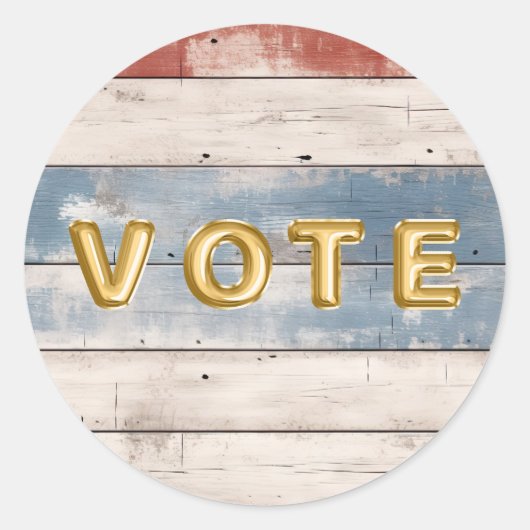 Rustic Americana Wood Plank Vote Ronde Sticker (Voorkant)