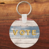Rustic Americana Wood Plank Vote Sleutelhanger (Achterkant)