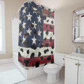 Rustic Amerikaanse vlag luipaardprint (2) Douchegordijn (In situ)