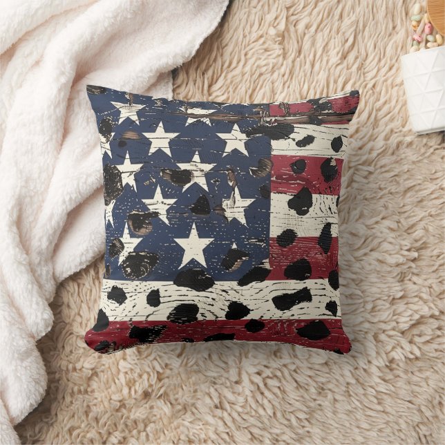 Rustic Amerikaanse vlag luipaardprint (2) Kussen (Deken)