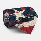 Rustic Amerikaanse vlag luipaardprint (3) Stropdas (Opgerold)