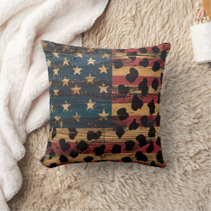 Rustic Amerikaanse vlag luipaardprint (4) Kussen