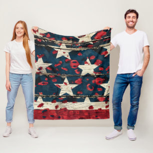 Rustic Amerikaanse Vlag Luipaardprint (5) Fleece Deken