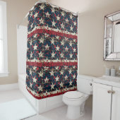 Rustic Amerikaanse vlag luipaardprint (7) Douchegordijn (In situ)