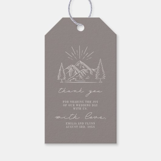 Rustic Amethyst Mountain Wedding Bedankt Cadeaulabel (Voorkant)