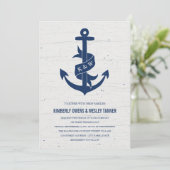 Rustic Anchor Wedding Invitation / marine Kaart (Staand voorkant)