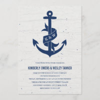 Rustic Anchor Wedding Invitation / marine