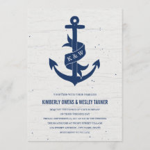 Rustic Anchor Wedding Invitation / marine