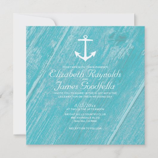 Rustic Anchor Wedding Invitations Kaart (Voorkant)