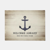 Rustic Anchor Welcome Aboard Grey Wood Nautical Deurmat (Voorkant)