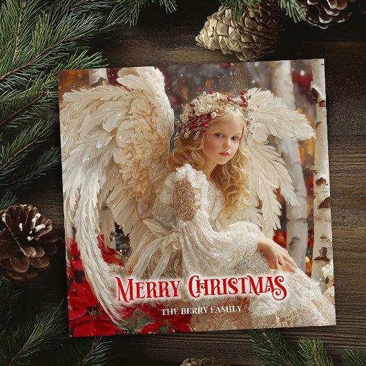 Rustic angelic angel digital holiday greeting card feestdagenkaart