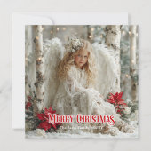 Rustic angelic angel red gold festive beautiful  feestdagenkaart (Voorkant)