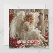 Rustic angelic angel red gold festive radiation  feestdagenkaart (Voorkant)