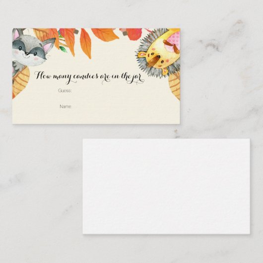 Rustic Animal Hoeveel Snoepjes in de pot Kaart (Voorkant / Achterkant)