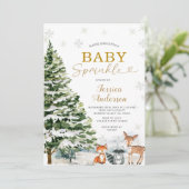 Rustic Animal Pine Trees Christmas Baby Sprinkle Kaart (Staand voorkant)