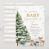 Rustic Animal Pine Trees Christmas Baby Sprinkle Kaart (Voorkant / Achterkant)
