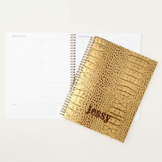 Rustic Animal Print Beige Alligator Print Monogram Planner (Display)