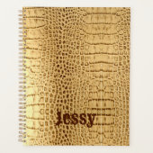 Rustic Animal Print Beige Alligator Print Monogram Planner (Voorkant)
