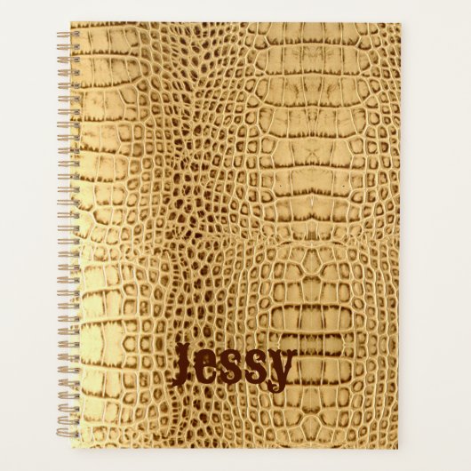 Rustic Animal Print Beige Alligator Print Monogram Planner (Voorkant)