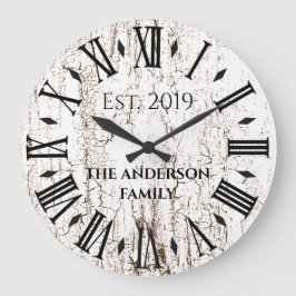 Rustic Antiek Familienaam Roman Numeral Grote Klok