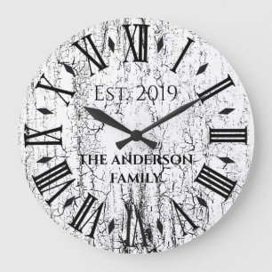  Rustic Antiek Familienaam Roman Numeral Grote Klok