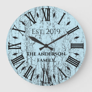 Rustic Antiek Familienaam Roman Numeral Grote Klok