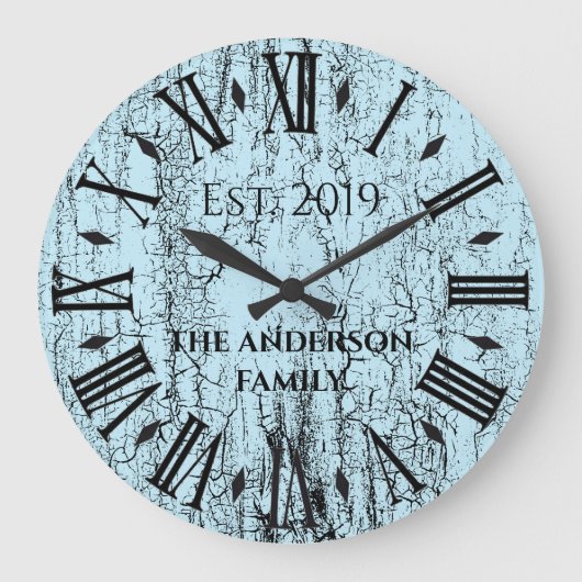  Rustic Antiek Familienaam Roman Numeral Grote Klok (Voorkant)