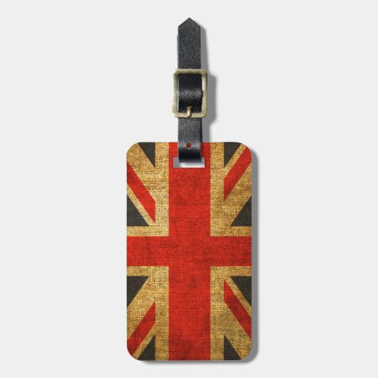 Rustic Antiek Union Jack Pattern Bagagelabel (Voorkant verticaal)