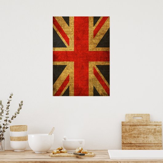 Rustic Antiek Union Jack Pattern Poster (Keuken)
