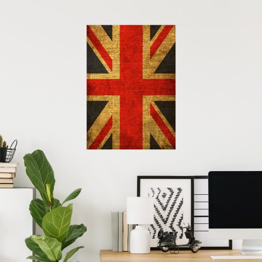 Rustic Antiek Union Jack Pattern Poster (Thuiskantoor)