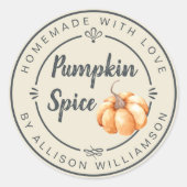Rustic Antique White Pumpkin Spice Homemade Ronde Sticker (Voorkant)
