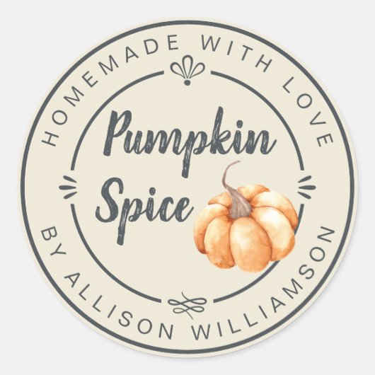 Rustic Antique White Pumpkin Spice Homemade Ronde Sticker (Voorkant)