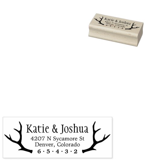Rustic Antler Custom Return-adresstempel Rubberstempel (Gestempeld)