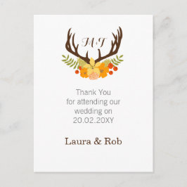Rustic Antler Deer Floral Woodland Wedding Briefkaart