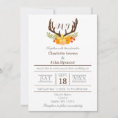 Rustic Antler Deer Floral Woodland Wedding Kaart (Voorkant)